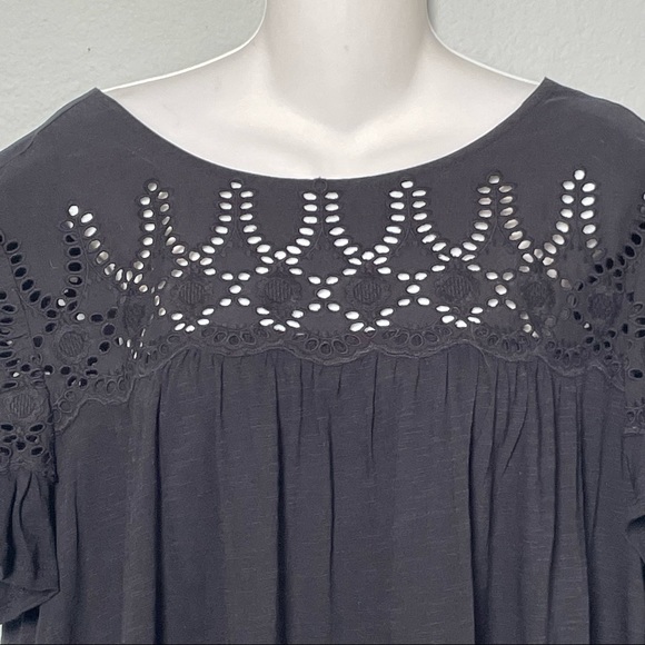 NWT STYLE & CO Sunbreak Eyelet Black Babydoll Smock Dress XL - Picture 3 of 10